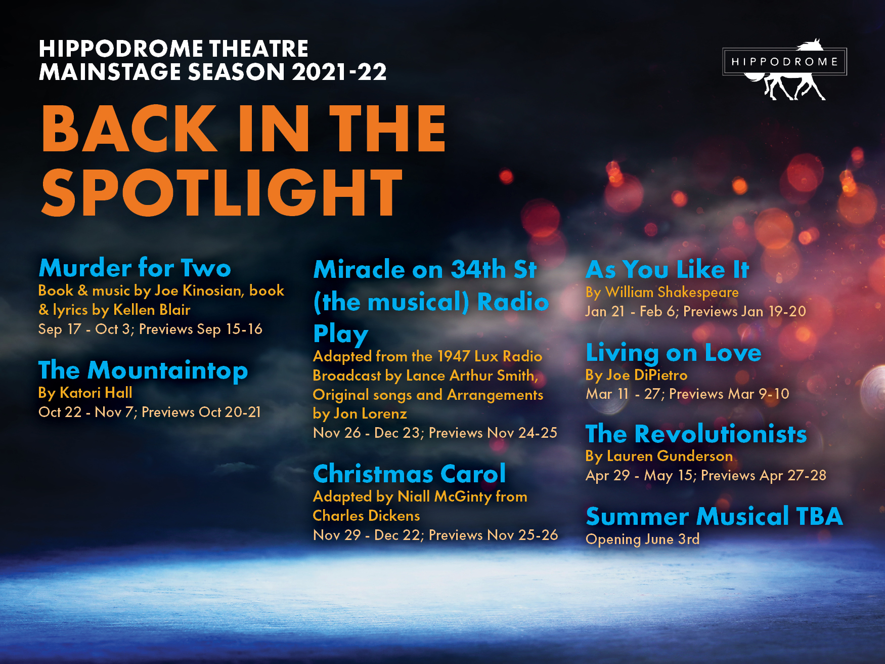 21 22 Season Schedule The Hippodrome Theatre